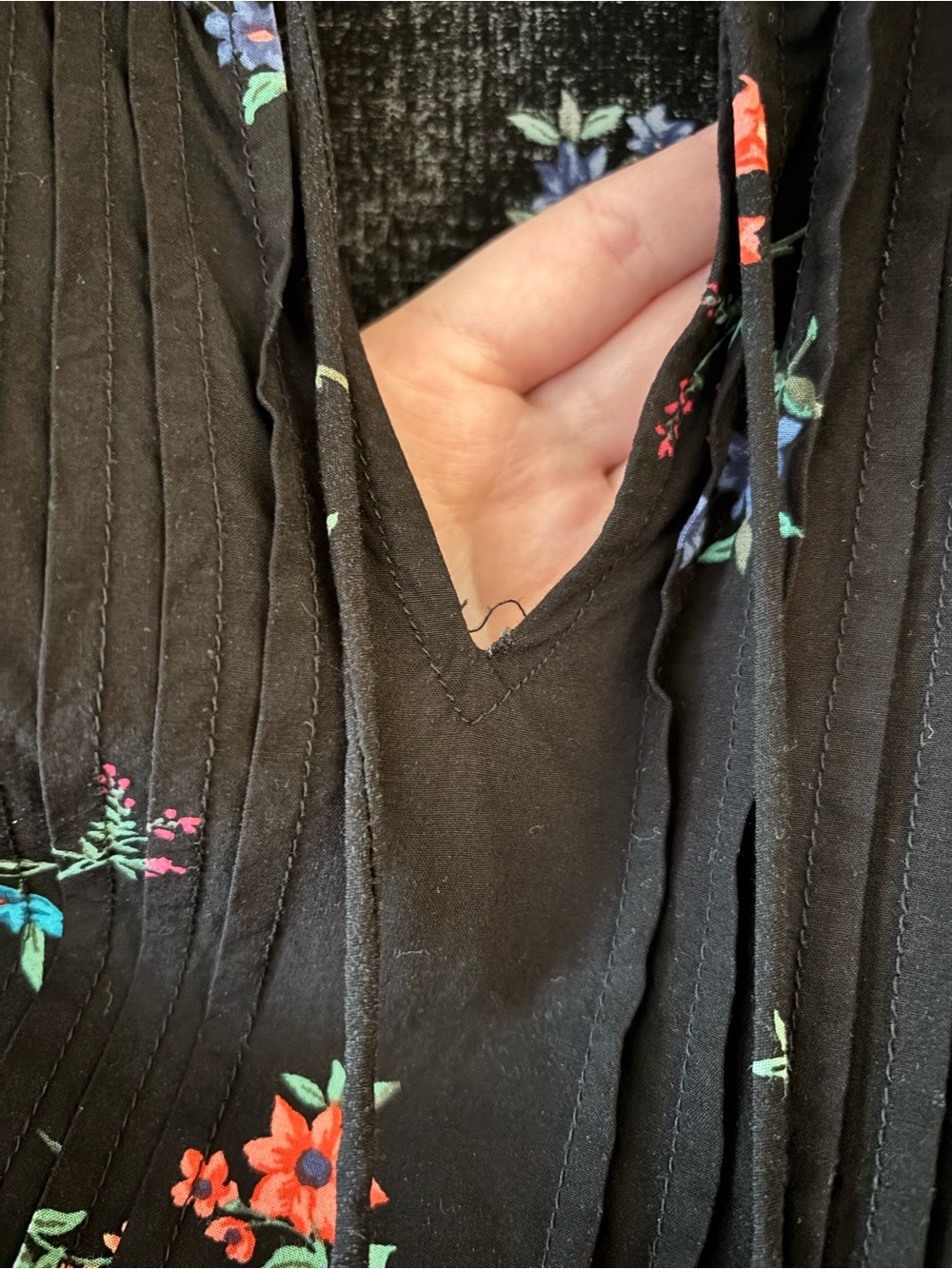 Old Navy Black Floral Minidress with Pink and Green Blooms - Picture 5 of 5